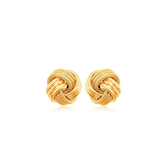 10k Yellow Gold Love Knot with Ridge Texture EarringsMonde Trend