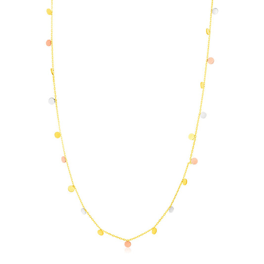 14K Tri Color Necklace with Dangling CirclesMonde Trend