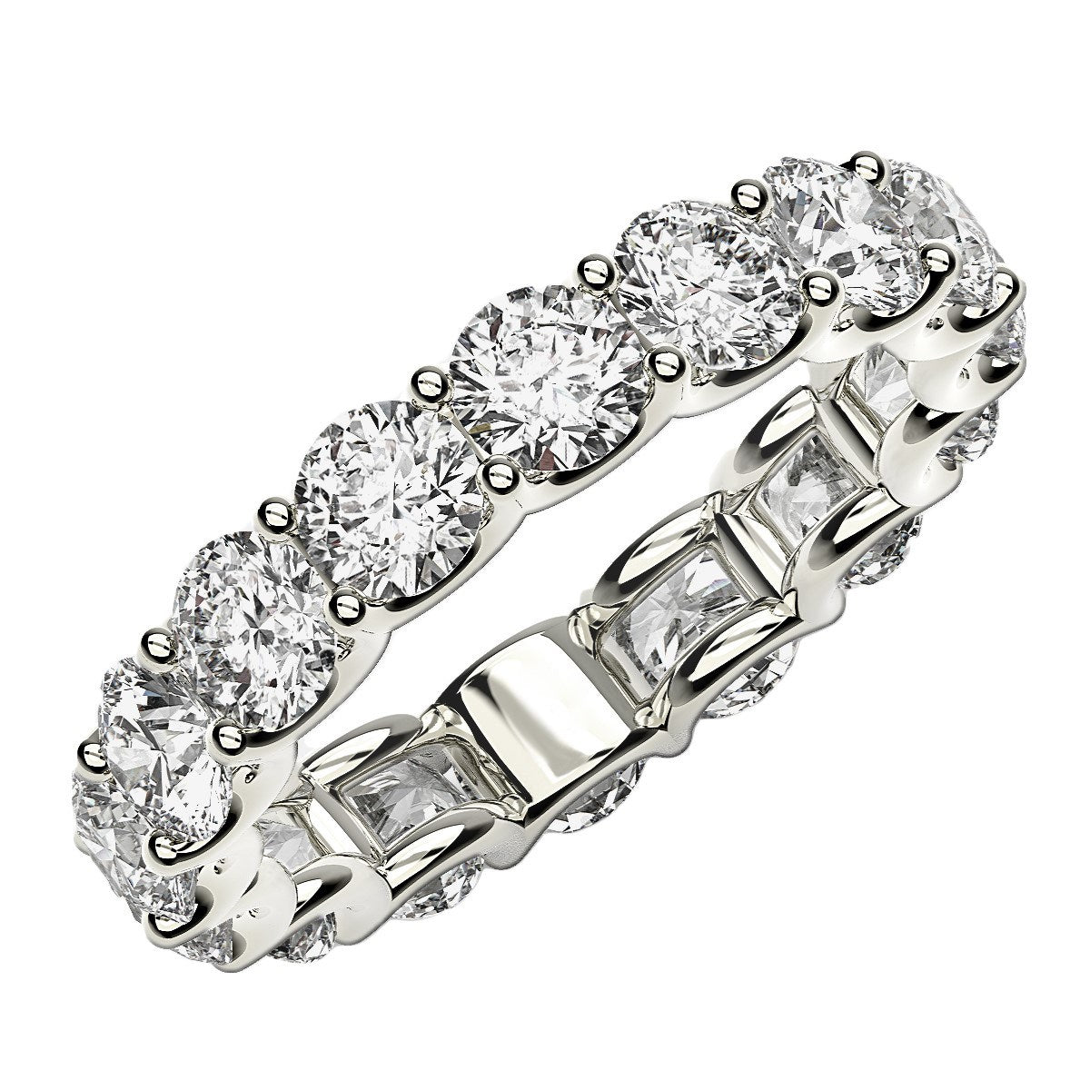 Round Cut Lab Grown Diamond Eternity Ring in 14k White Gold (4 cttw FG/VS2) RCJ