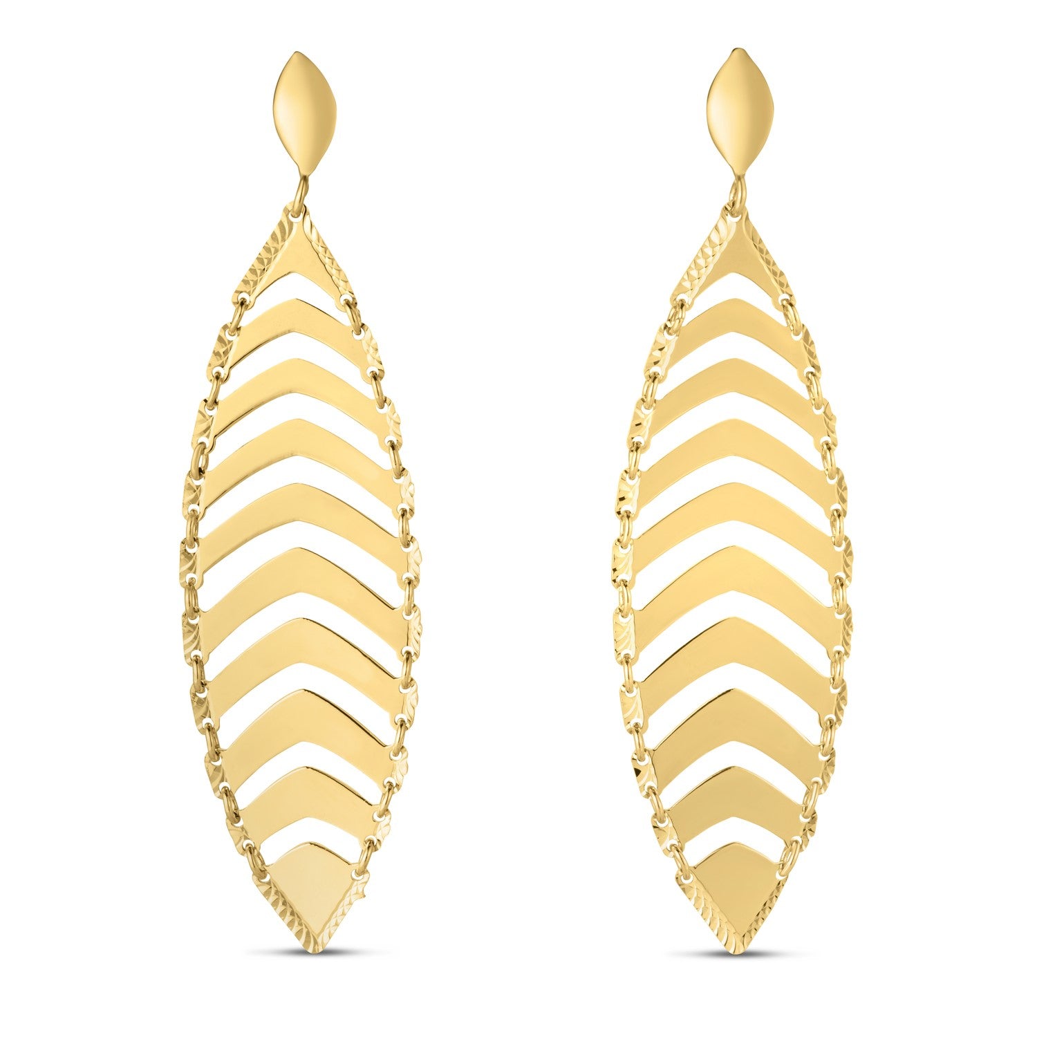 14k Yellow Gold Drop Leaf Earrings RCJ