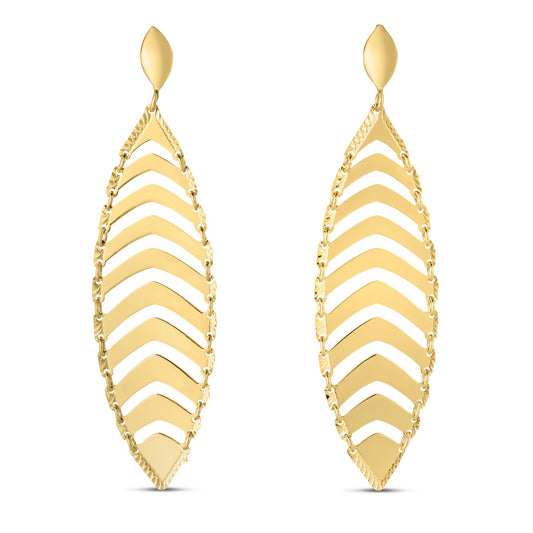 14k Yellow Gold Drop Leaf Earrings RCJ