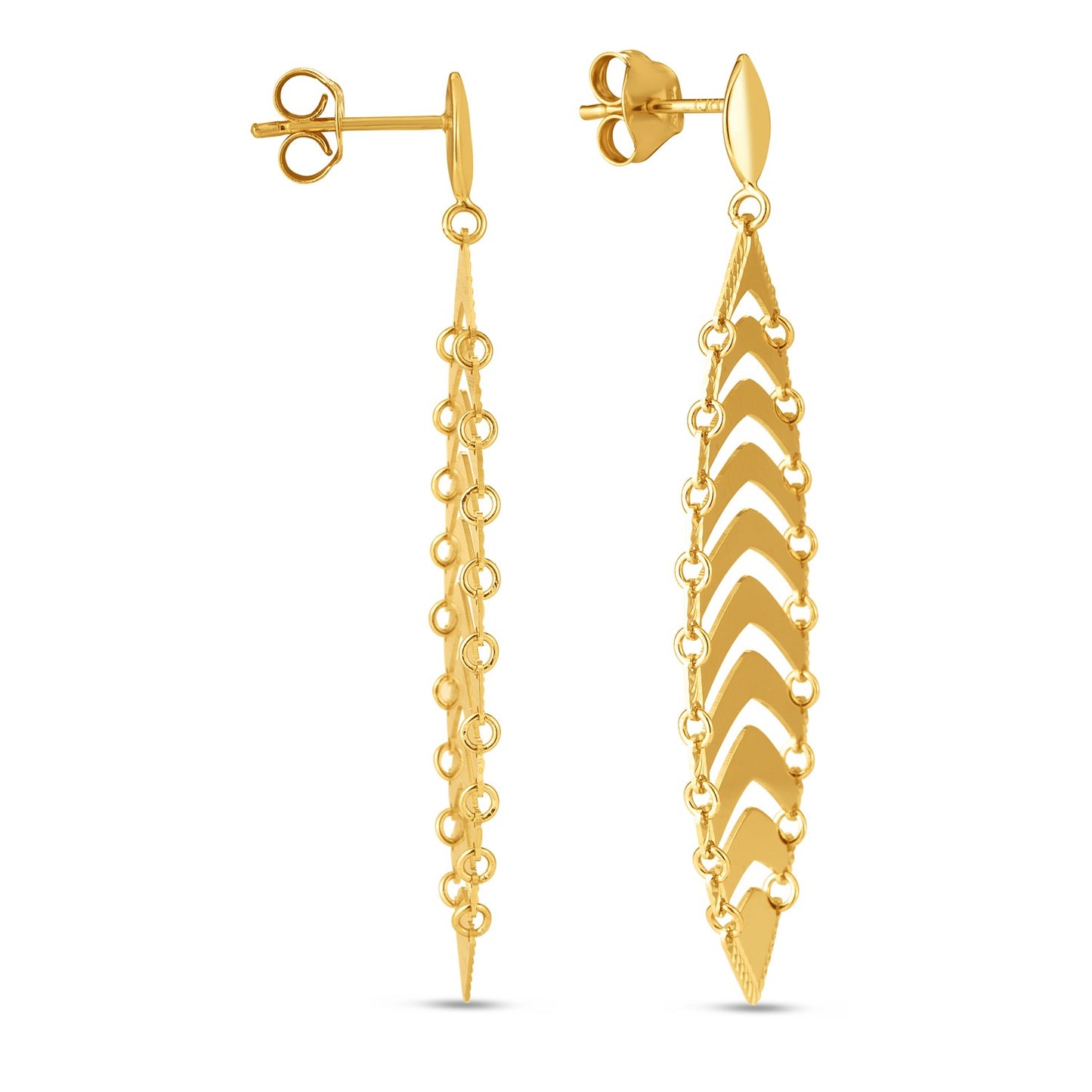 14k Yellow Gold Drop Leaf Earrings RCJ