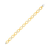 14k Two-Tone Gold Chain Bracelet with Textured Oval Links (6.35 mm)Monde Trend