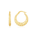 14K Yellow Gold Puffed Checkerboard Hoops RCJ