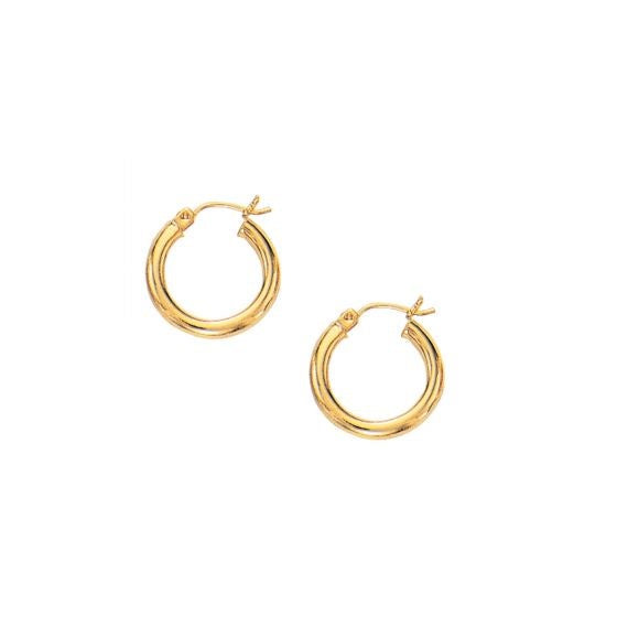 10k Yellow Gold Polished Hoop Earrings (3x15mm)Monde Trend