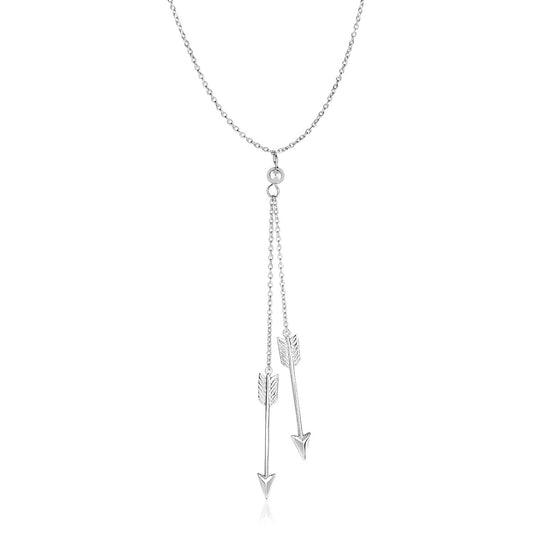 Sterling Silver 18 inch Lariat Necklace with Two Arrows RCJ