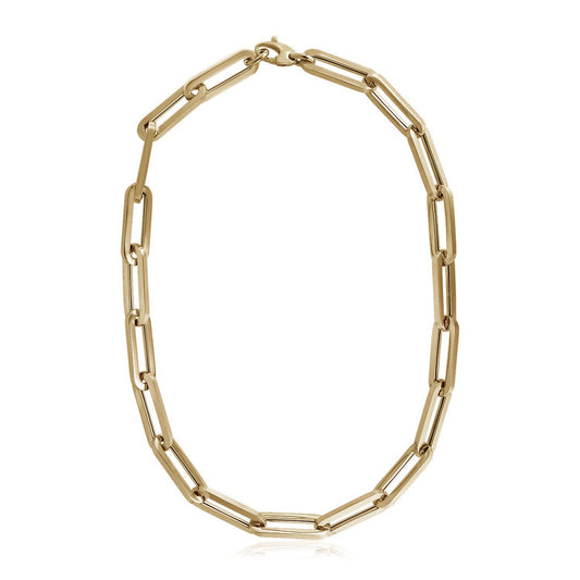 14k Yellow Gold Extra Wide Paperclip Chain Necklace RCJ