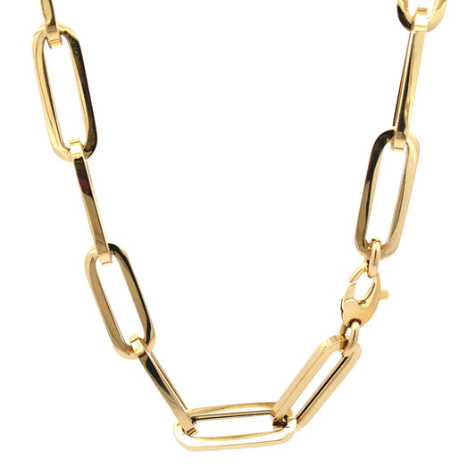 14k Yellow Gold Extra Wide Paperclip Chain Necklace RCJ