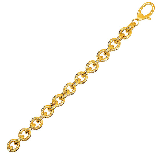 Textured Oval Link Bracelet in 14k Yellow Gold  (8.70 mm) RCJ