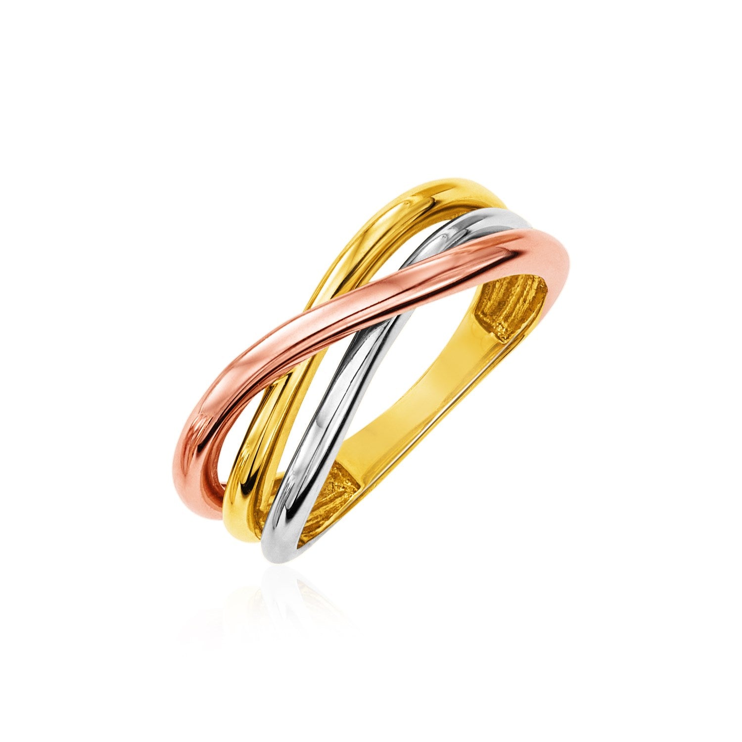 14k Tri Color Gold Twist Style Ring(2.50 mm)Monde Trend