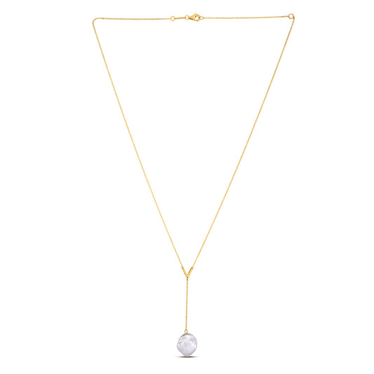 14k Yellow Gold Tesoro Pearl Lariat Necklace RCJ