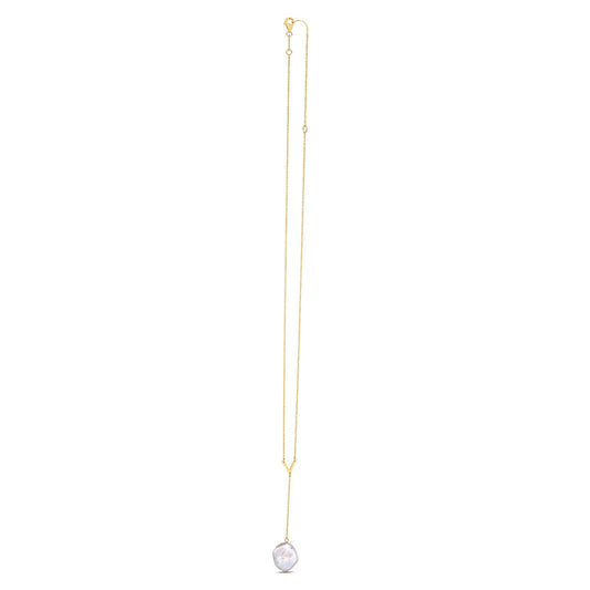 14k Yellow Gold Tesoro Pearl Lariat Necklace RCJ