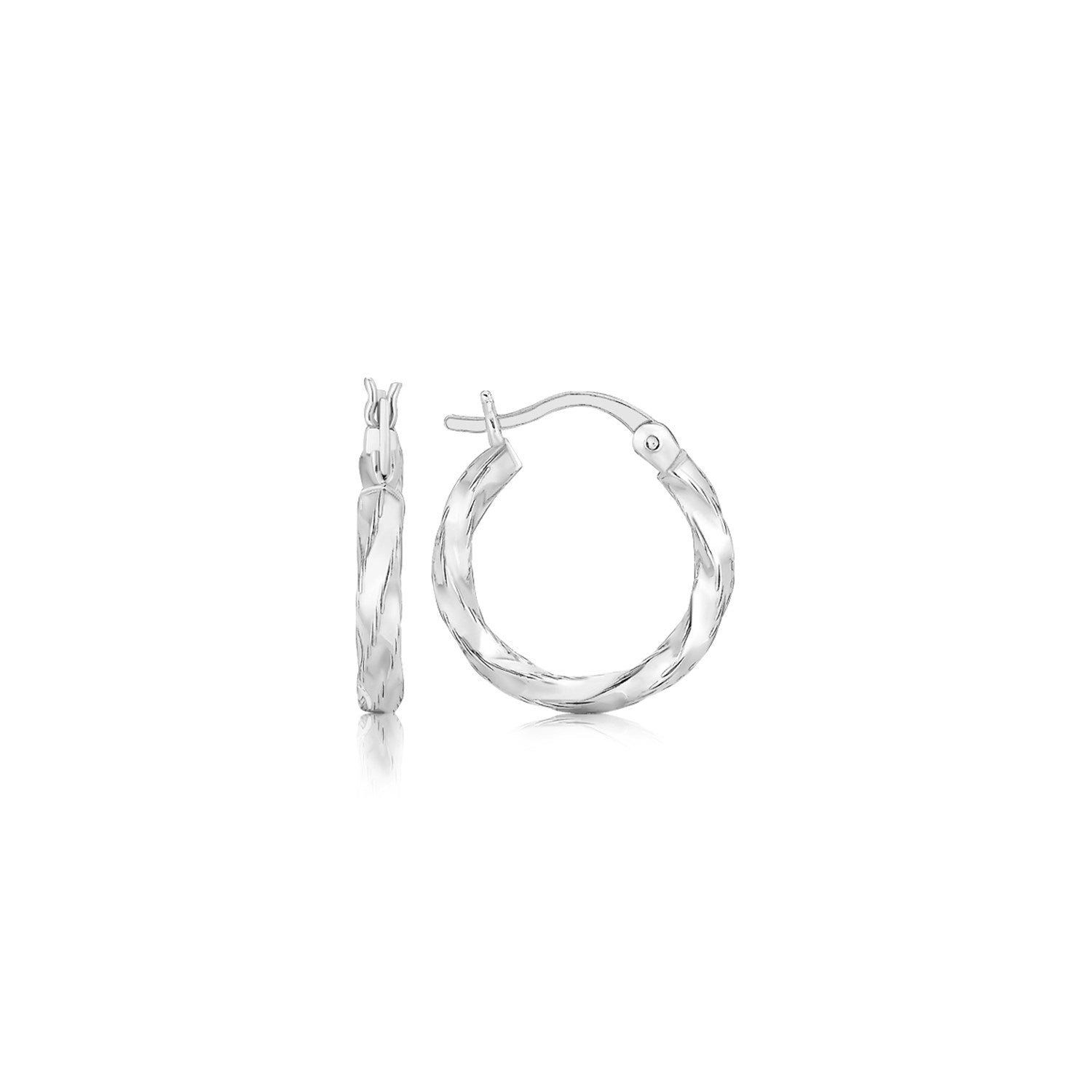 Spiral Style Polished Hoop Earrings in Sterling Silver(3x15mm) RCJ