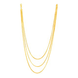 14k Yellow Gold Three Strand Herringbone Chain Necklace RCJ