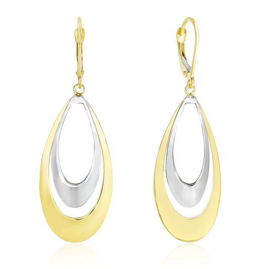 14k Two-Tone Gold Graduated Open Double Teardrop EarringsMonde Trend