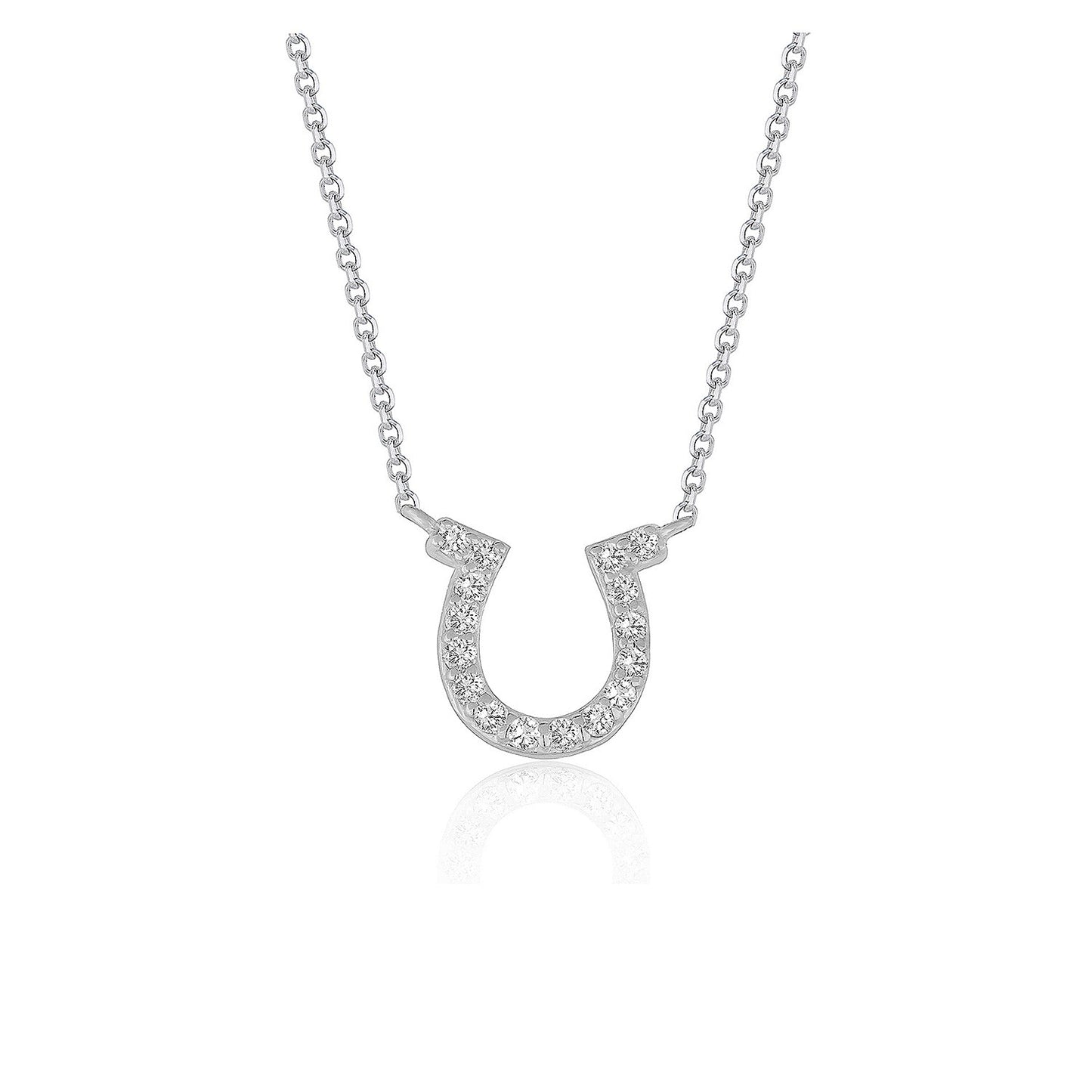 14k White Gold Horseshoe Design Diamond PendantMonde Trend