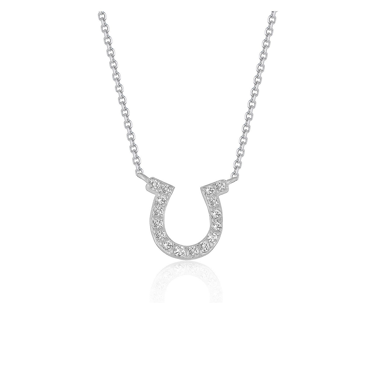 14k White Gold Horseshoe Design Diamond PendantMonde Trend