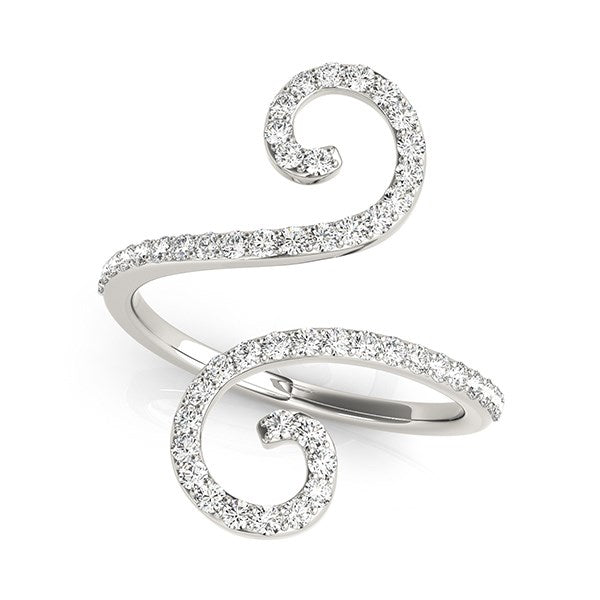 14k White Gold Diamond Open Flourish Style Ring (1/2 cttw)Monde Trend