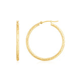 14K Yellow Gold Diamond Cut Hoop Earrings(2x30mm) RCJ