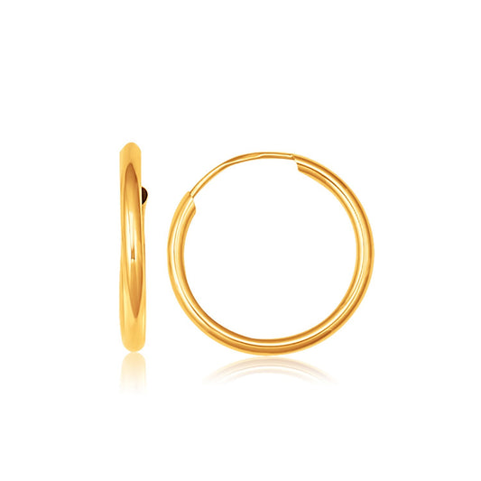 10k Yellow Gold Polished Endless Hoop Earrings (1.5x14mm)Monde Trend