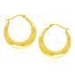 14k Yellow Gold Round Rope Texture Hoop Earrings RCJ