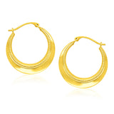 14k Yellow Gold Round Rope Texture Hoop Earrings RCJ