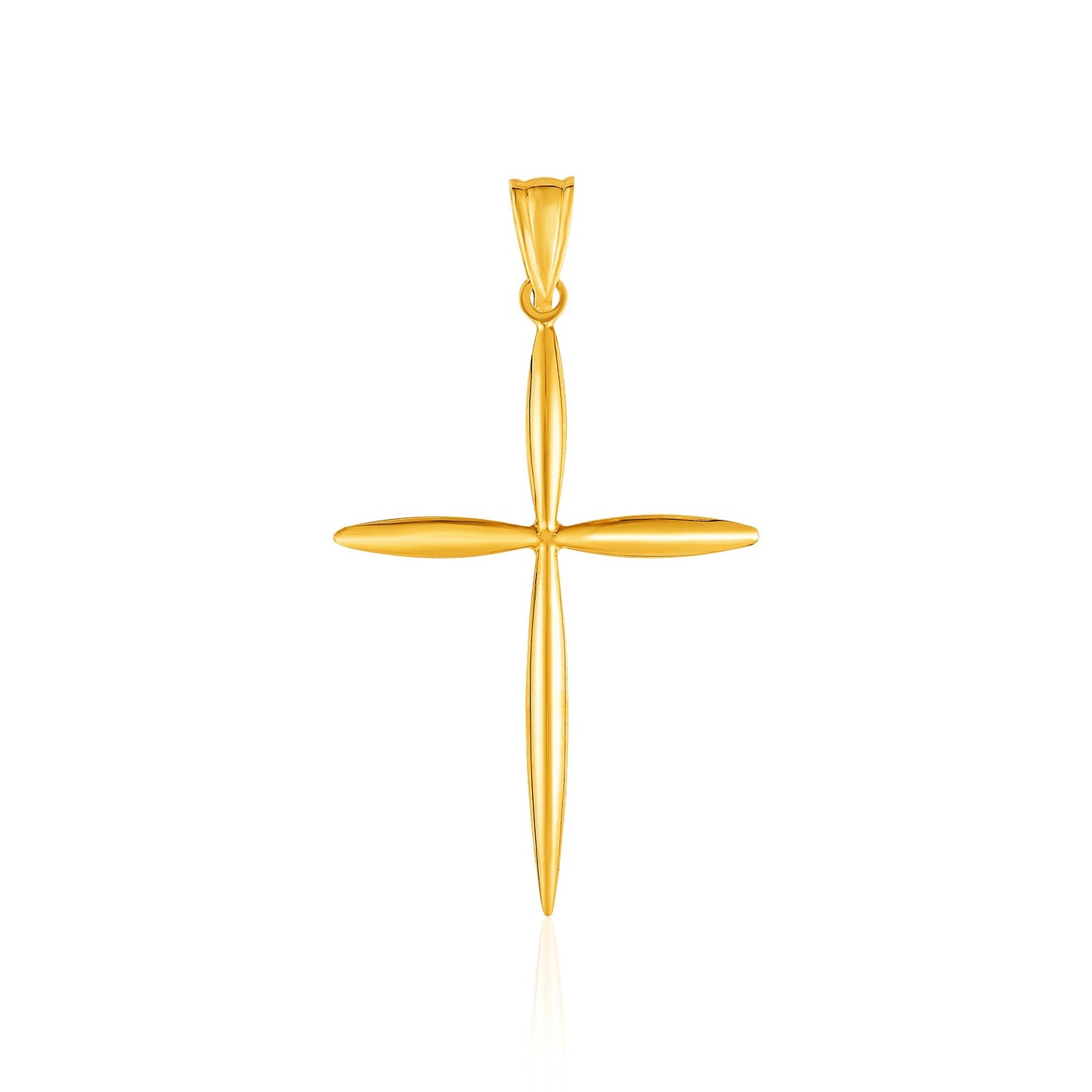 14k Yellow Gold Rounded and Pointed Cross Pendant RCJ