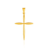 14k Yellow Gold Rounded and Pointed Cross Pendant RCJ