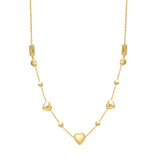 14k Yellow Gold Puff Heart Adjustable Necklace RCJ