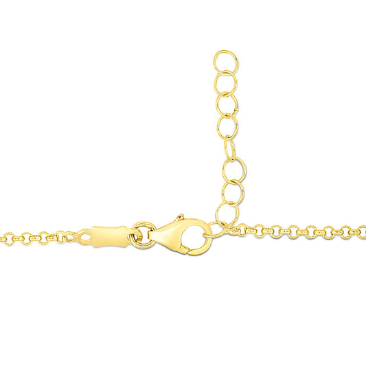 14k Yellow Gold Childrens Bracelet with Teddy Bear Heart and Bar RCJ