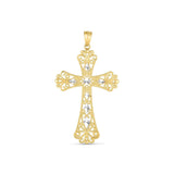 14k Two Tone Gold High Polish Diamond Cut Cross PendantMonde Trend