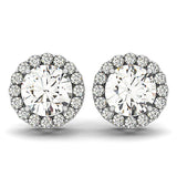 14k White Gold Four Prong Round Halo Diamond Earrings (1 1/6 cttw)Monde Trend