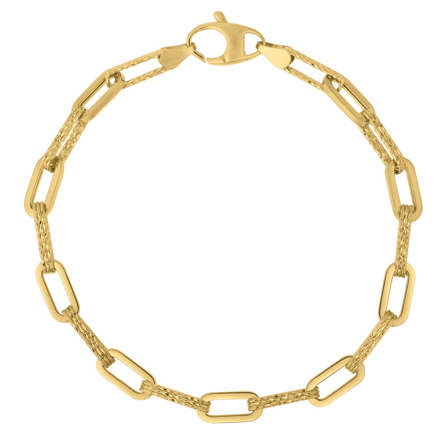 14k Yellow Gold Diamante Paperclip Chain Bracelet (4.00 mm) RCJ