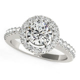 14k White Gold Classic with Pave Halo Diamond Engagement Ring (1 1/2 cttw)Monde Trend