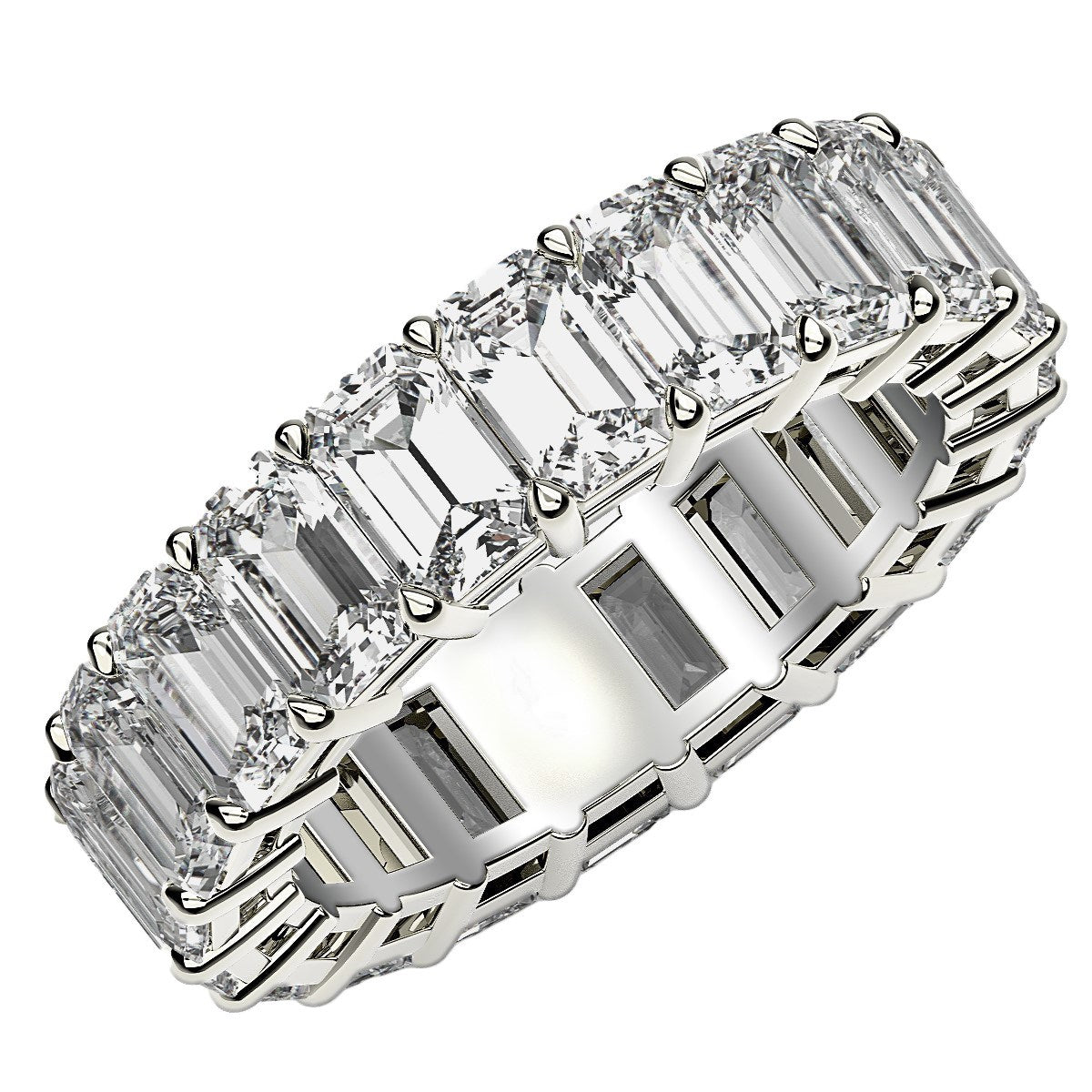 Emerald Cut Lab Grown Diamond Eternity Ring in 14k White Gold (7 cttw FG/VS2) RCJ