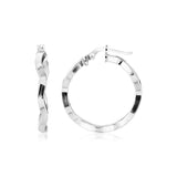 Sterling Silver Round Polished Wavy Profile Hoop Earrings(2x20mm) RCJ