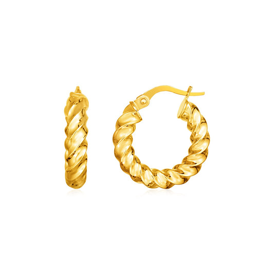 14k Yellow Gold Polished Twisted Hoop Earrings(3x11mm) RCJ