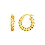 14k Yellow Gold Polished Twisted Hoop Earrings(3x11mm) RCJ