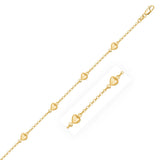 14k Yellow Gold Rolo Chain Bracelet with Puffed Heart Stations (3.30 mm) RCJ