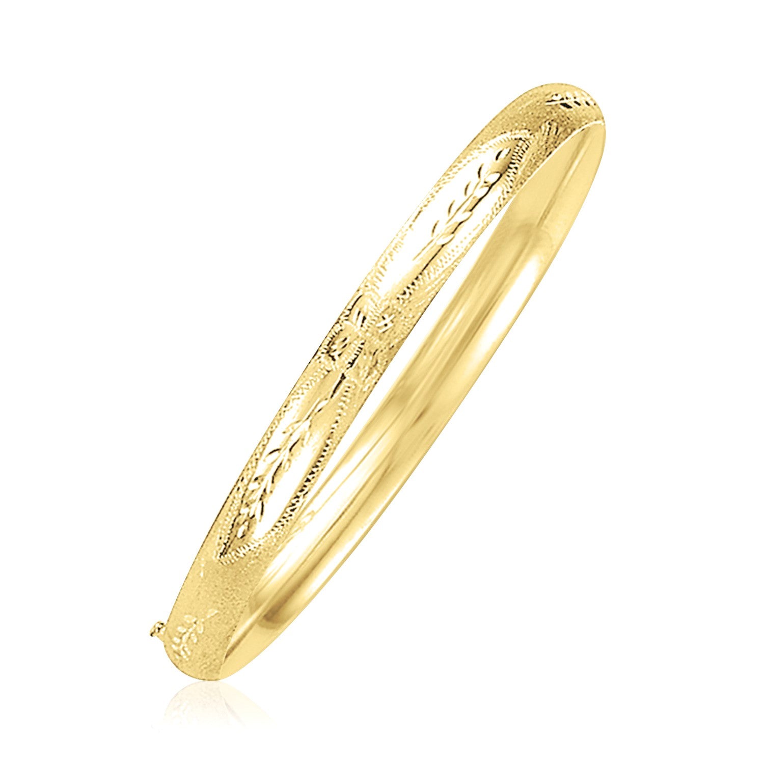 14k Yellow Gold Dome Florentine Design Bangle (5.00 mm) RCJ