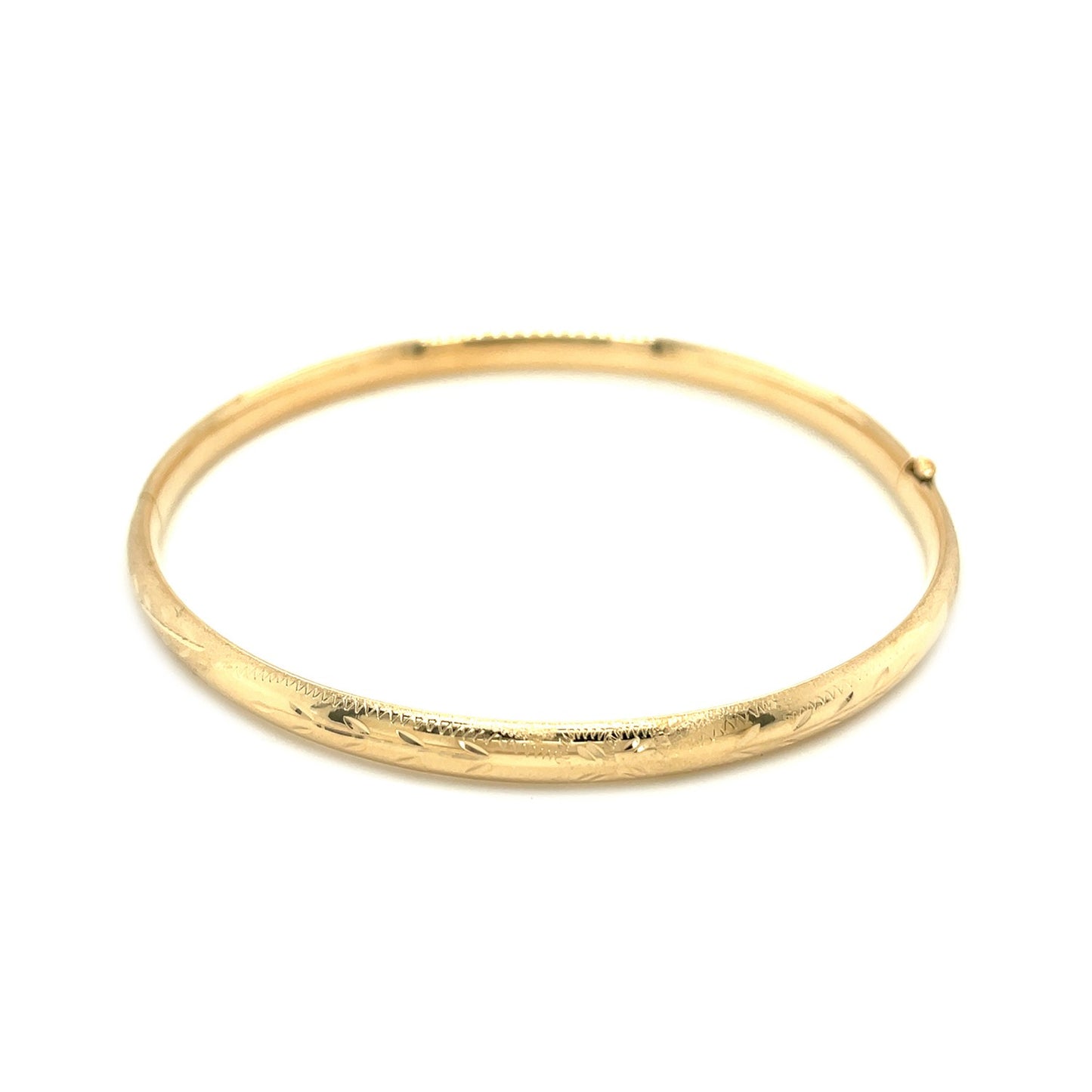 14k Yellow Gold Dome Florentine Design Bangle (5.00 mm) RCJ