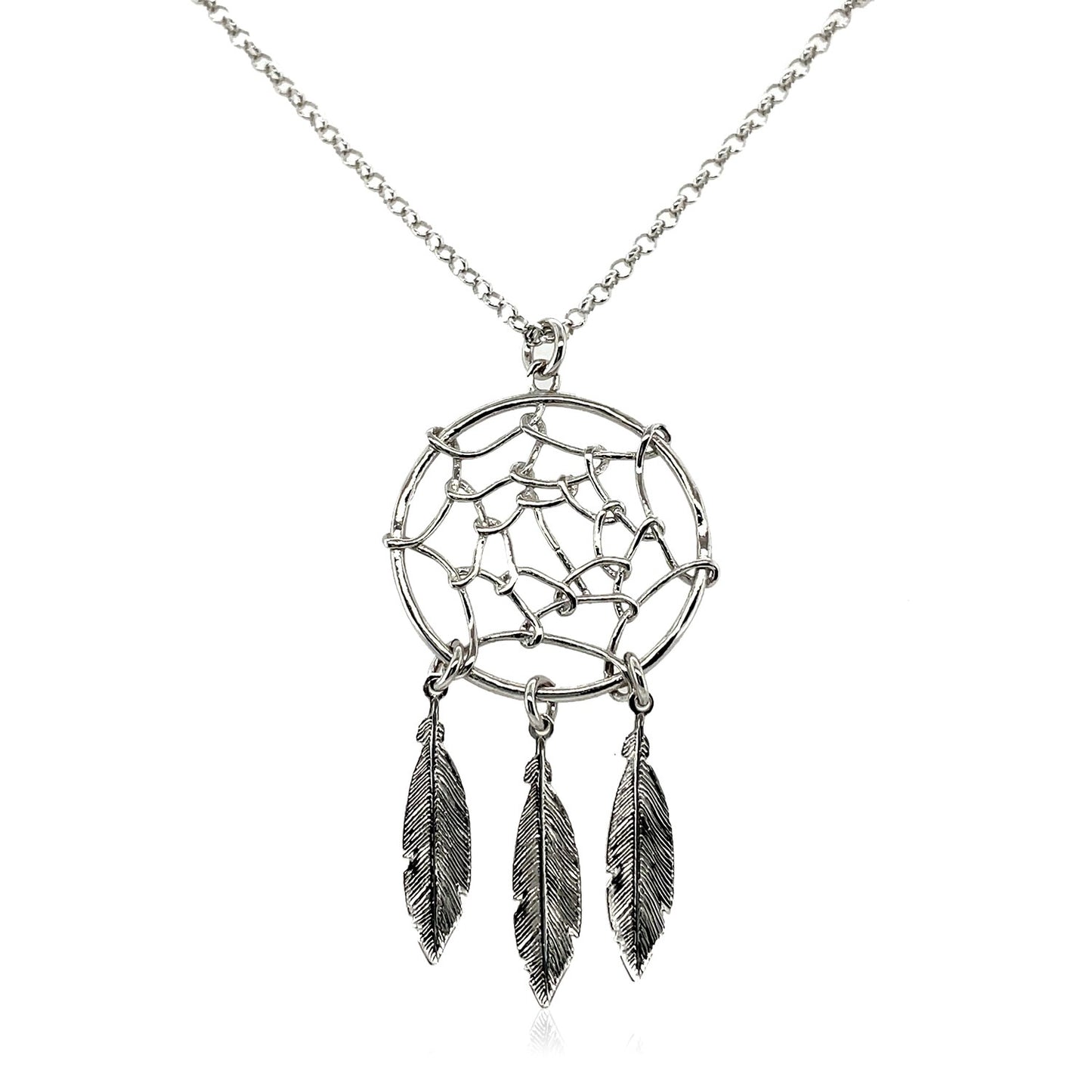 Sterling Silver 17 inch Necklace with Dream Catcher Pendant RCJ