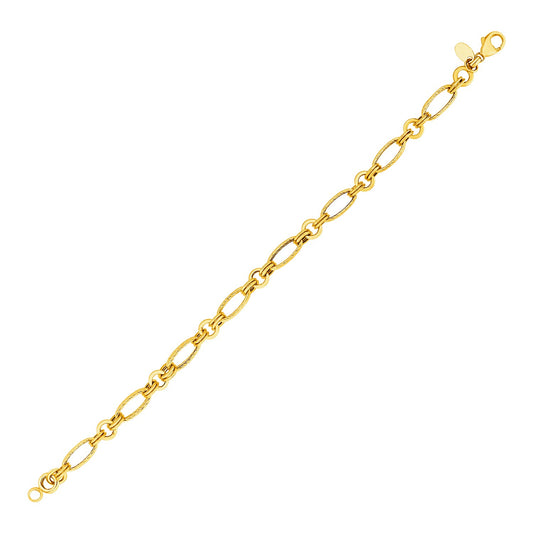 14k Yellow Gold Twisted and Polished Link Bracelet RCJ