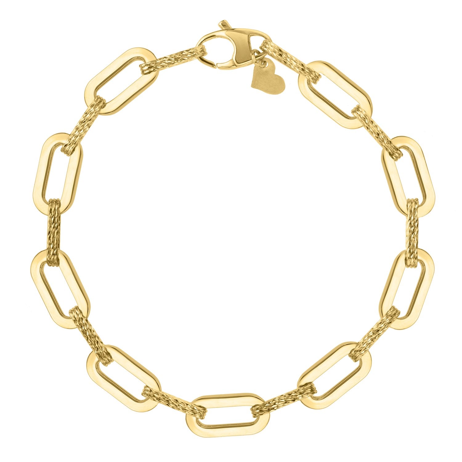 14k Yellow Gold Diamante Paperclip Chain Bracelet (7.00 mm) RCJ