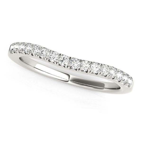 14k White Gold Pave Set Round Curved Wedding Band (1/4 cttw)Monde Trend