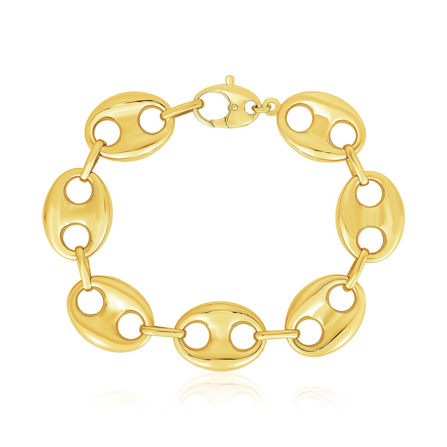 14k Yellow Gold High Polish Lite Puffed Mariner Link Bracelet  (21.00 mm) RCJ