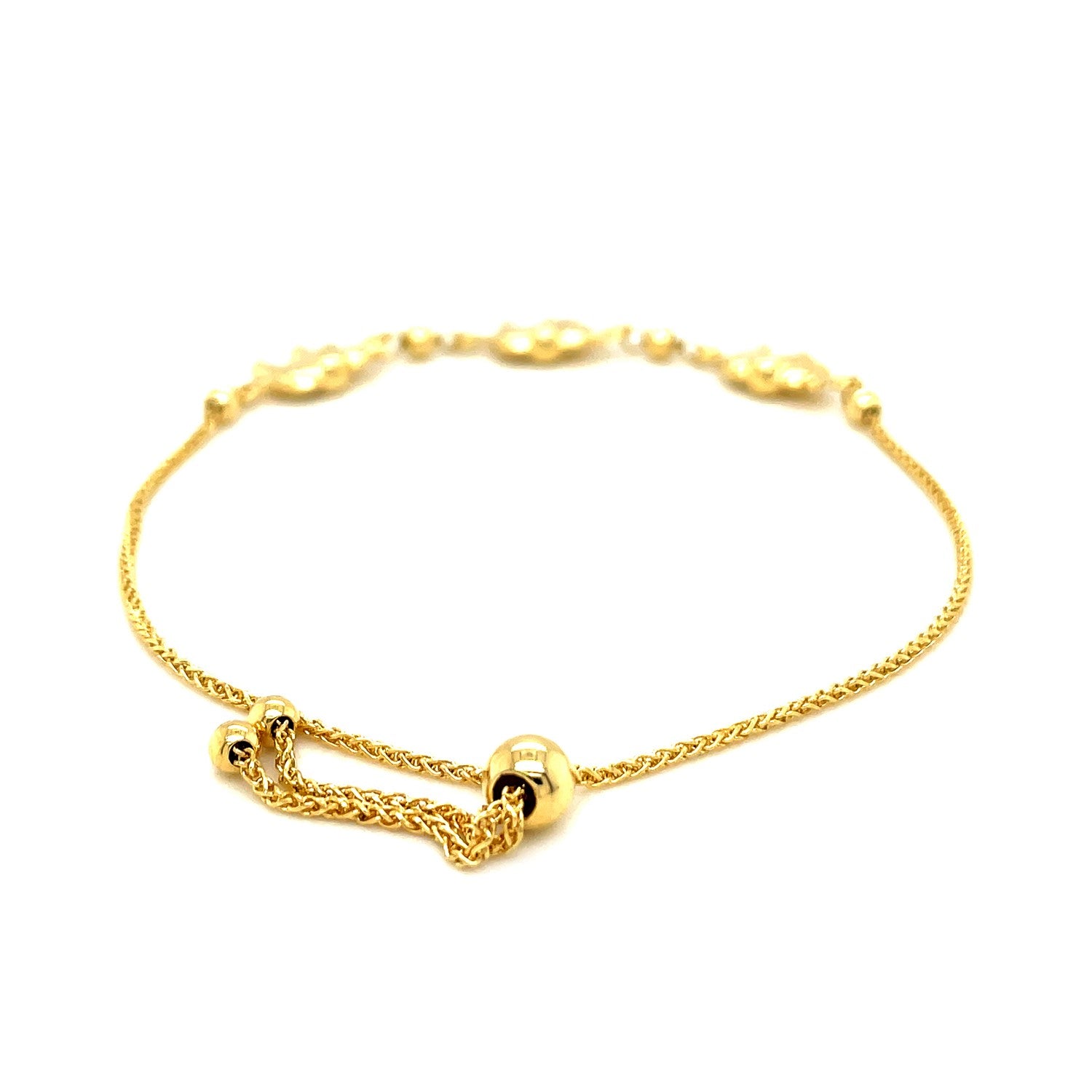 14k Yellow Gold Elephant Station Lariat Style Bracelet (1.00 mm) RCJ