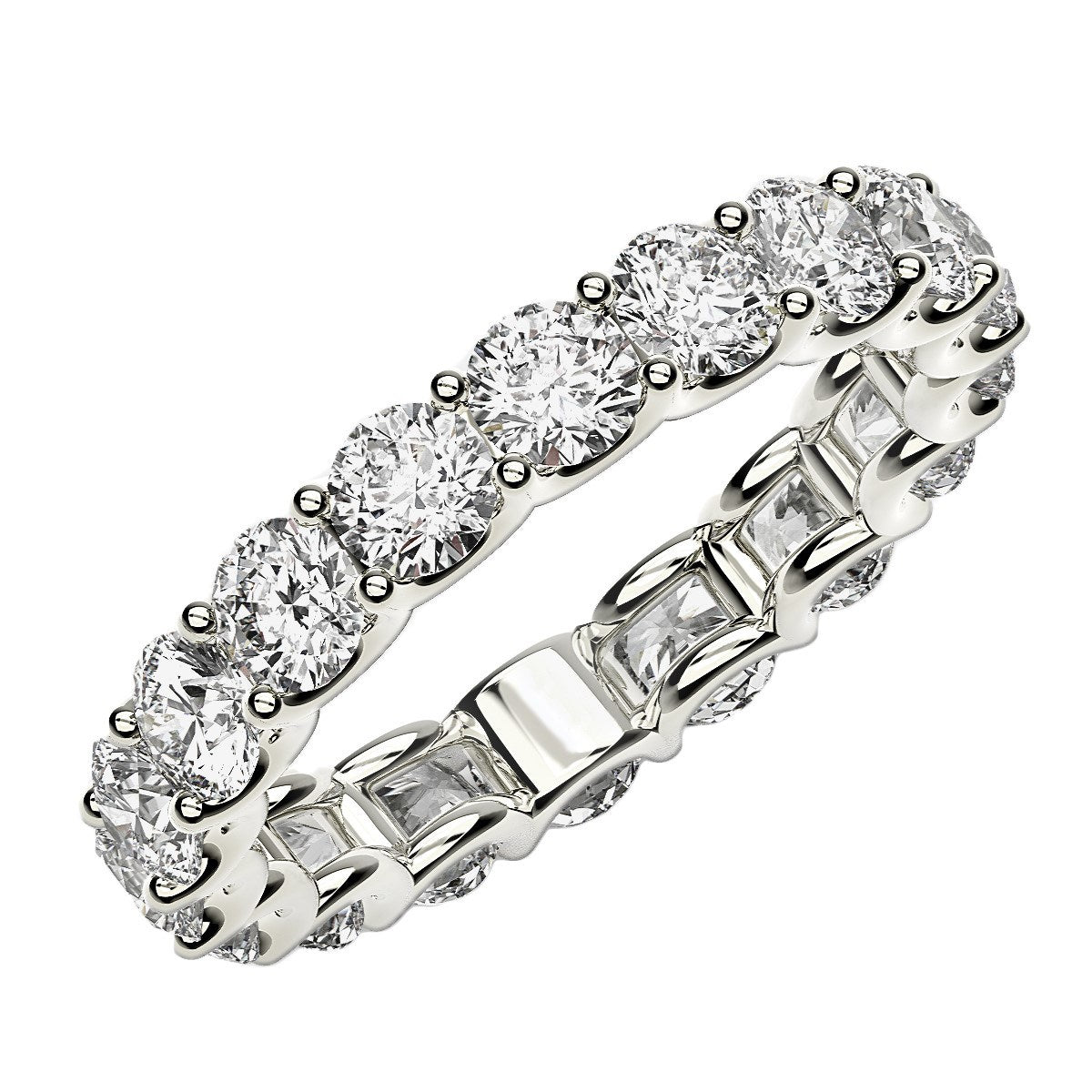 Round Cut Lab Grown Diamond Eternity Ring in 14k White Gold (2 cttw FG/VS2) RCJ