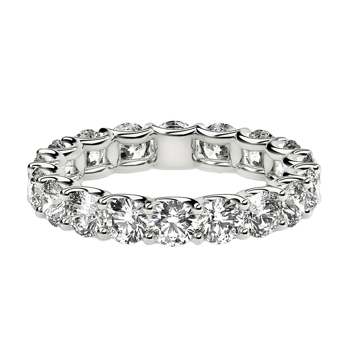 Round Cut Lab Grown Diamond Eternity Ring in 14k White Gold (2 cttw FG/VS2) RCJ