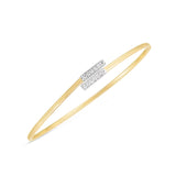 14k Two Tone Gold Diamond Bypass Bar Bangle (2.00 mm)Monde Trend